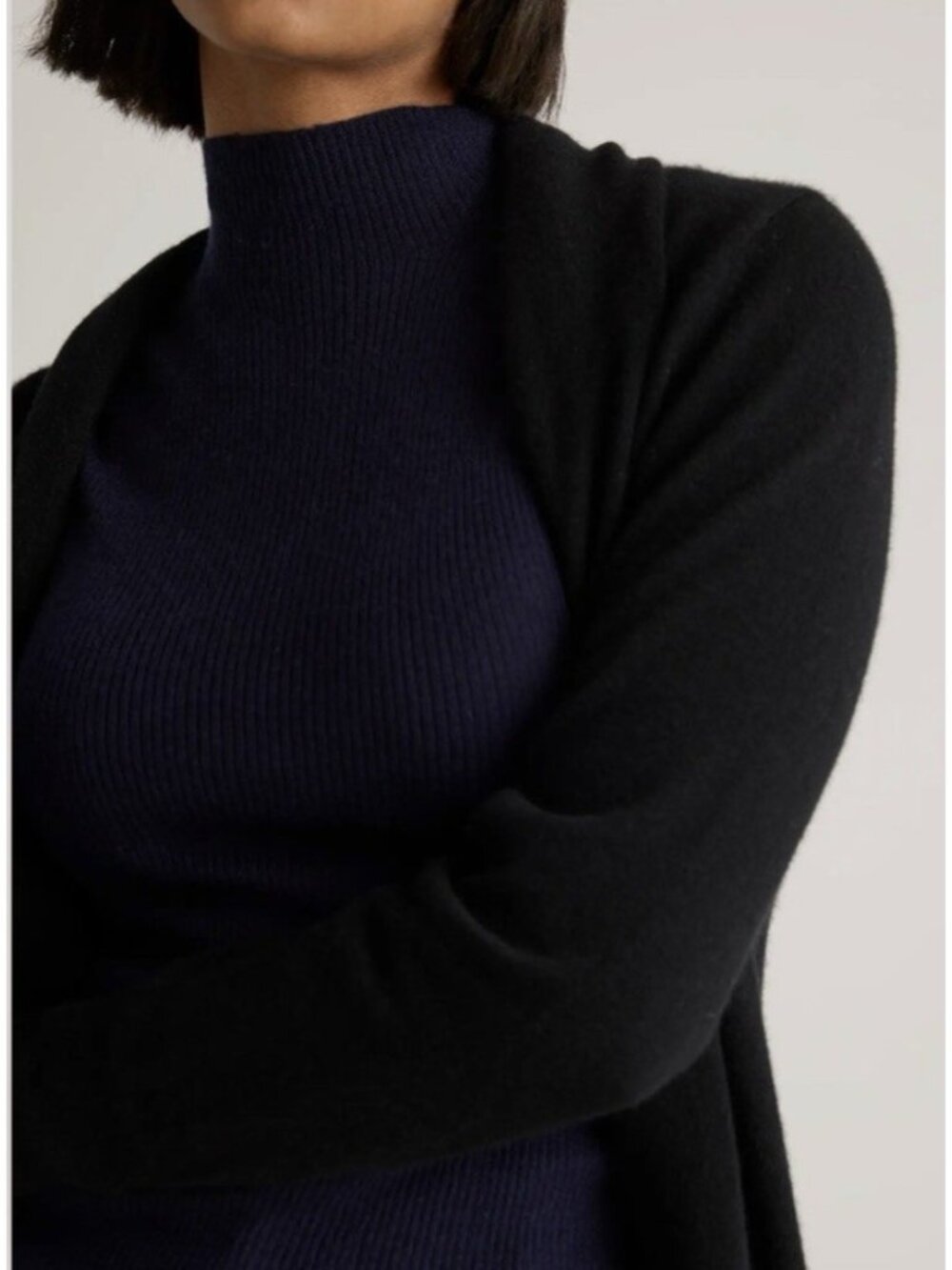 Quince Mongolian Cashmere Duster Cardigan Sweater Black Size M - Picture 3 of 16
